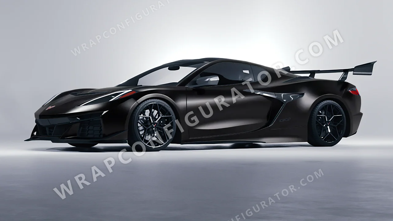 Black Chevrolet Corvette ZR1 2025 wrapped in KPMF Perfect Black K75530