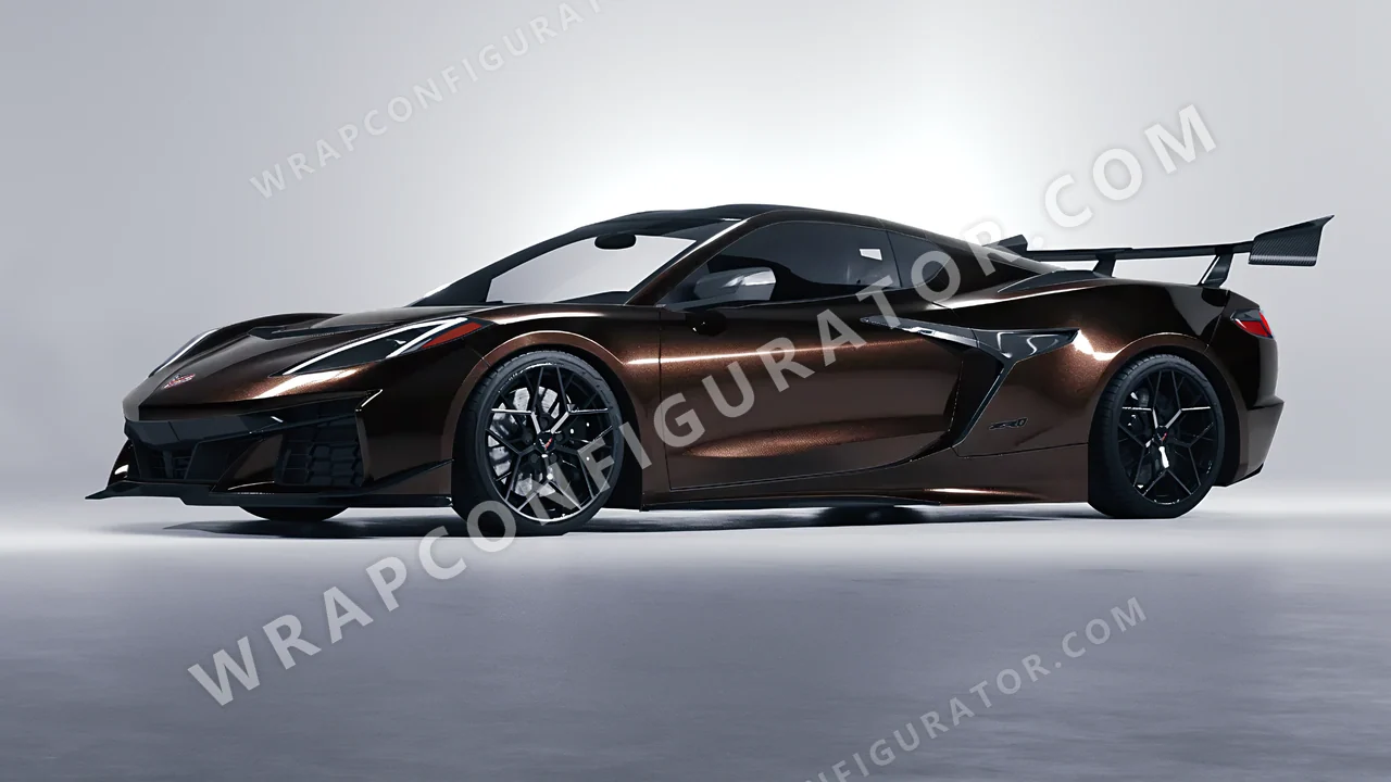 Black Chevrolet Corvette ZR1 2025 wrapped in KPMF Phantom Black K75448