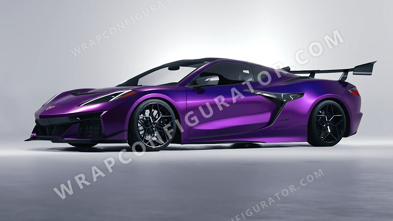 Black Chevrolet Corvette ZR1 2025 wrapped in KPMF Purple Black Iridescent K75465