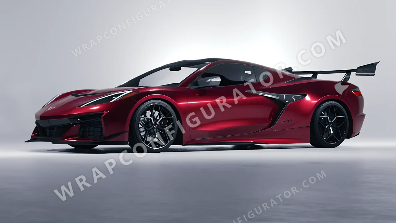 Black Chevrolet Corvette ZR1 2025 wrapped in KPMF Red Black Iridescent K75408