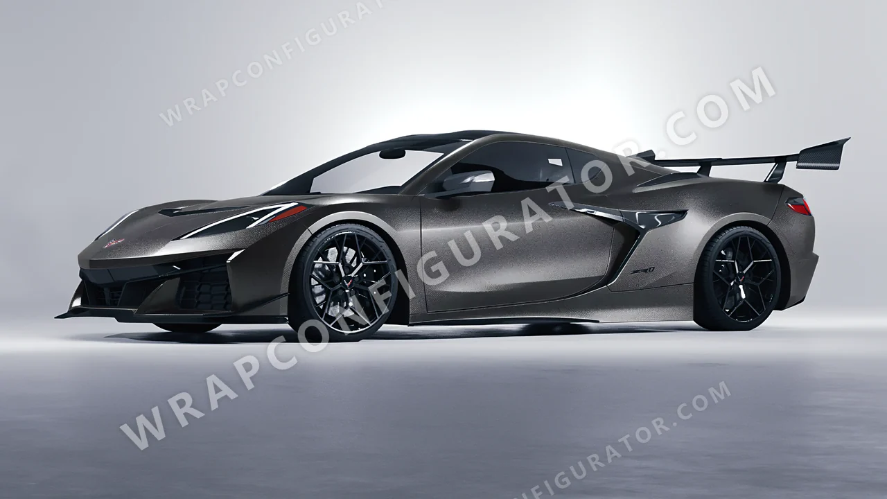 Black Chevrolet Corvette ZR1 2025 wrapped in ORACAL Graphite 970RA-932M