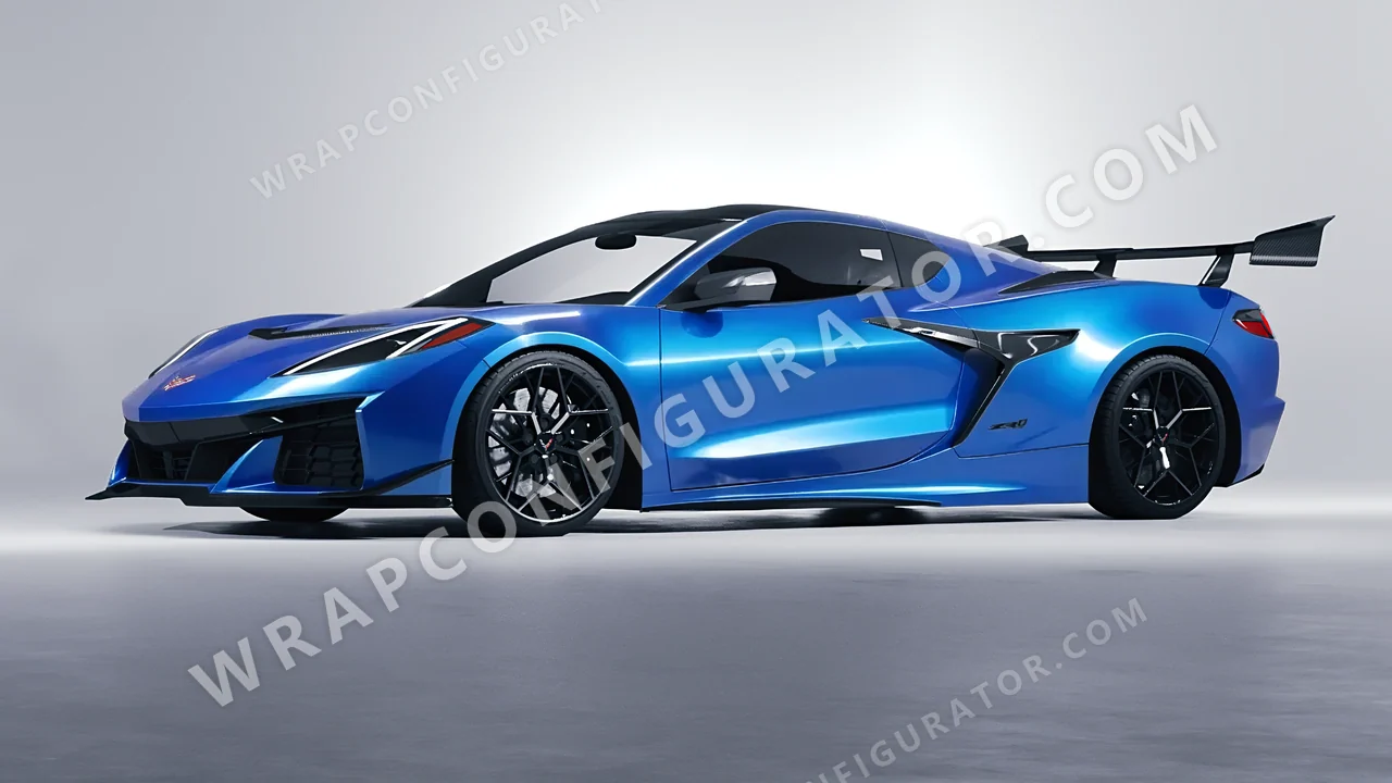 Blue Chevrolet Corvette ZR1 2025 wrapped in 3M Gloss Blue Fire G337