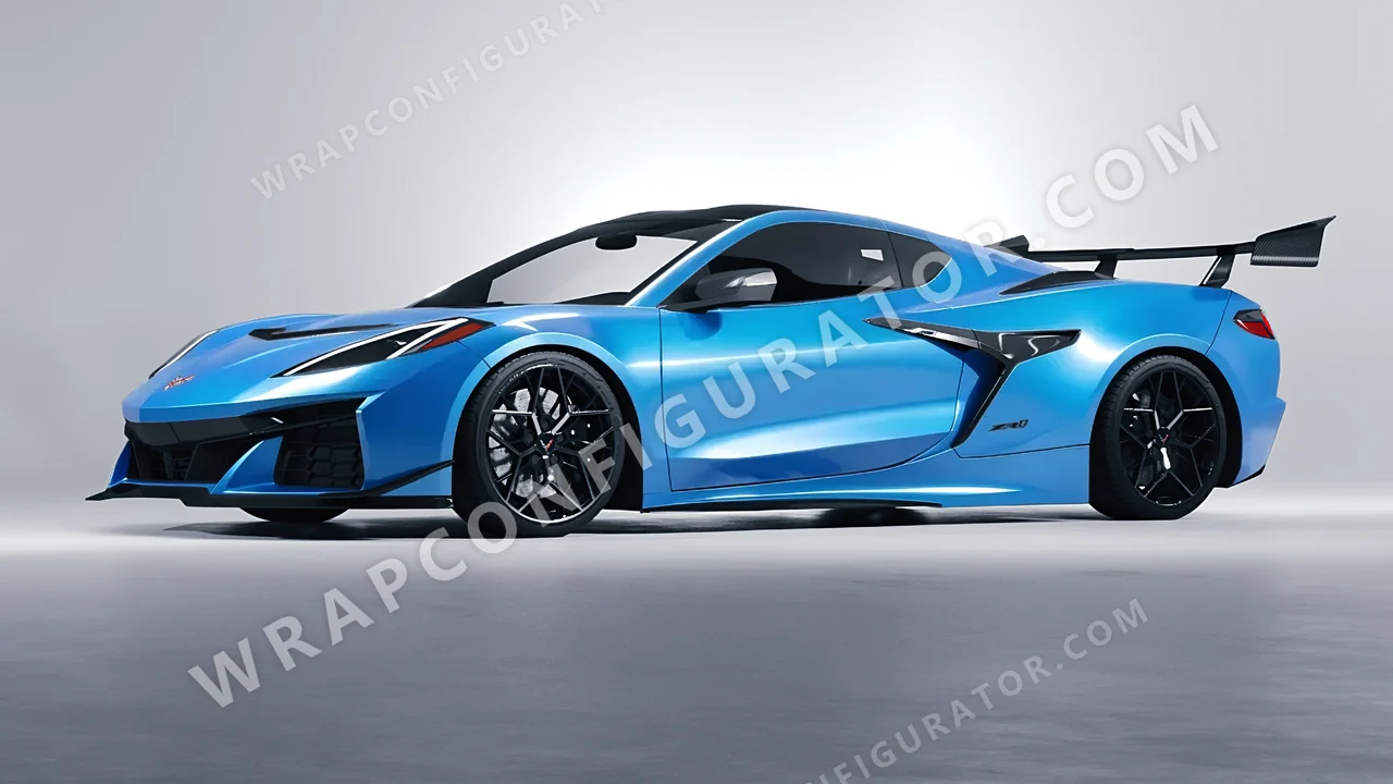 Blue Chevrolet Corvette ZR1 2025 wrapped in 3M Gloss Sky Blue G77