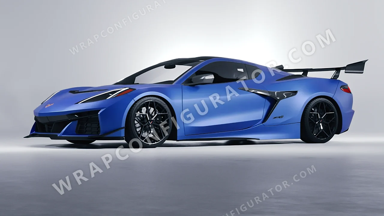 Blue Chevrolet Corvette ZR1 2025 wrapped in 3M Matte Blue Metallic M227