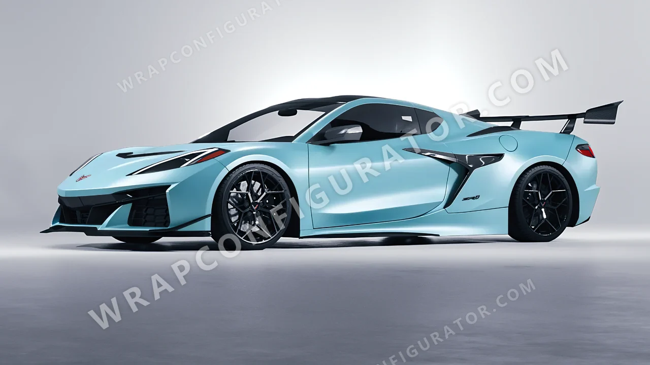 Blue Chevrolet Corvette ZR1 2025 wrapped in 3M Satin Key West S57