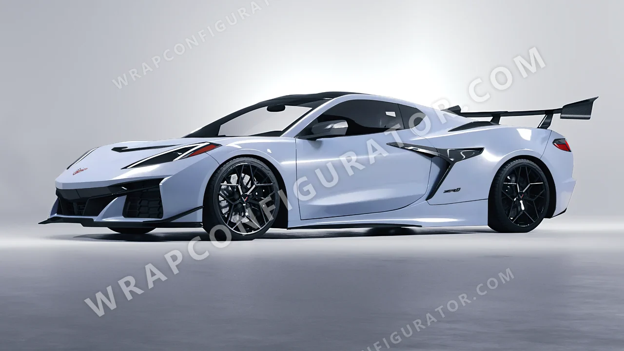 Blue Chevrolet Corvette ZR1 2025 wrapped in Avery Dennison Cloudy Blue SW900-656-O