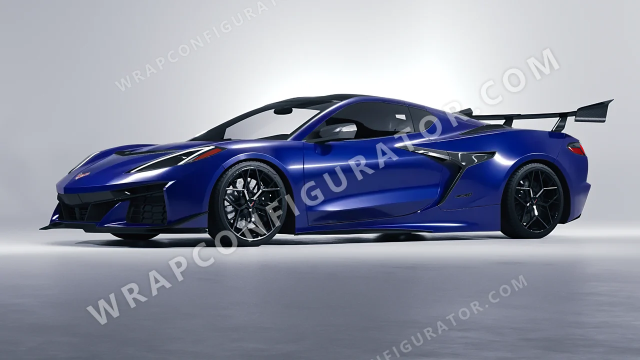 Blue Chevrolet Corvette ZR1 2025 wrapped in Avery Dennison Dark Blue SW900-681-O