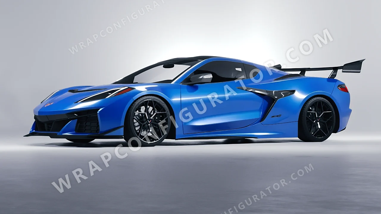 Blue Chevrolet Corvette ZR1 2025 wrapped in Avery Dennison Light Blue SW900-632-O