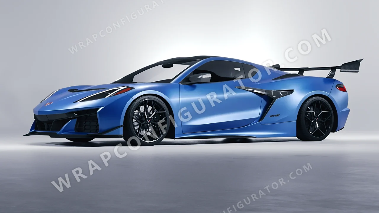 Blue Chevrolet Corvette ZR1 2025 wrapped in Avery Dennison Light Blue SW900-633-O