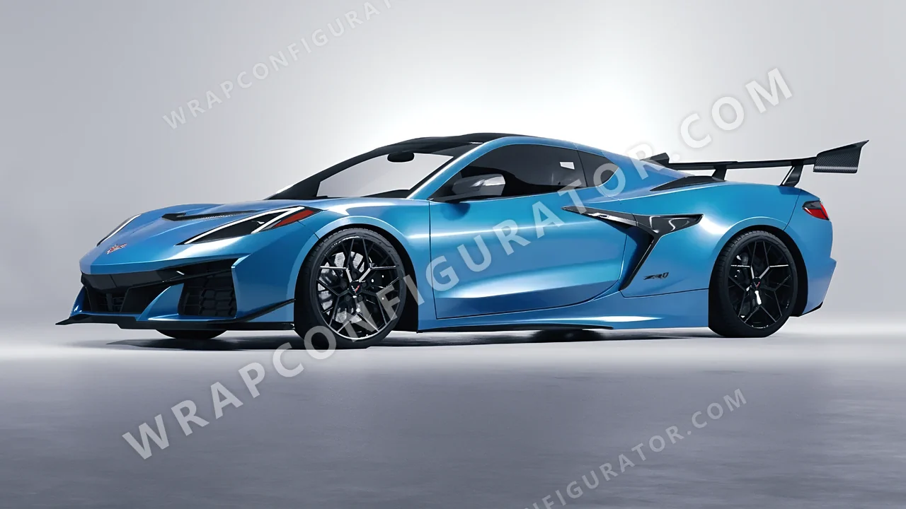Blue Chevrolet Corvette ZR1 2025 wrapped in Avery Dennison Park Avenue Blue SW900-703-O