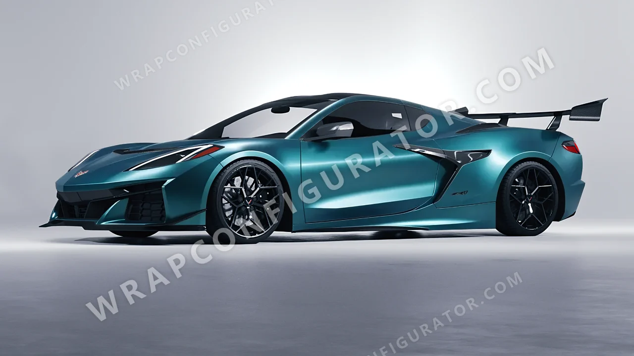 Blue Chevrolet Corvette ZR1 2025 wrapped in Avery Dennison Satin Cool Teal SW900-716-S