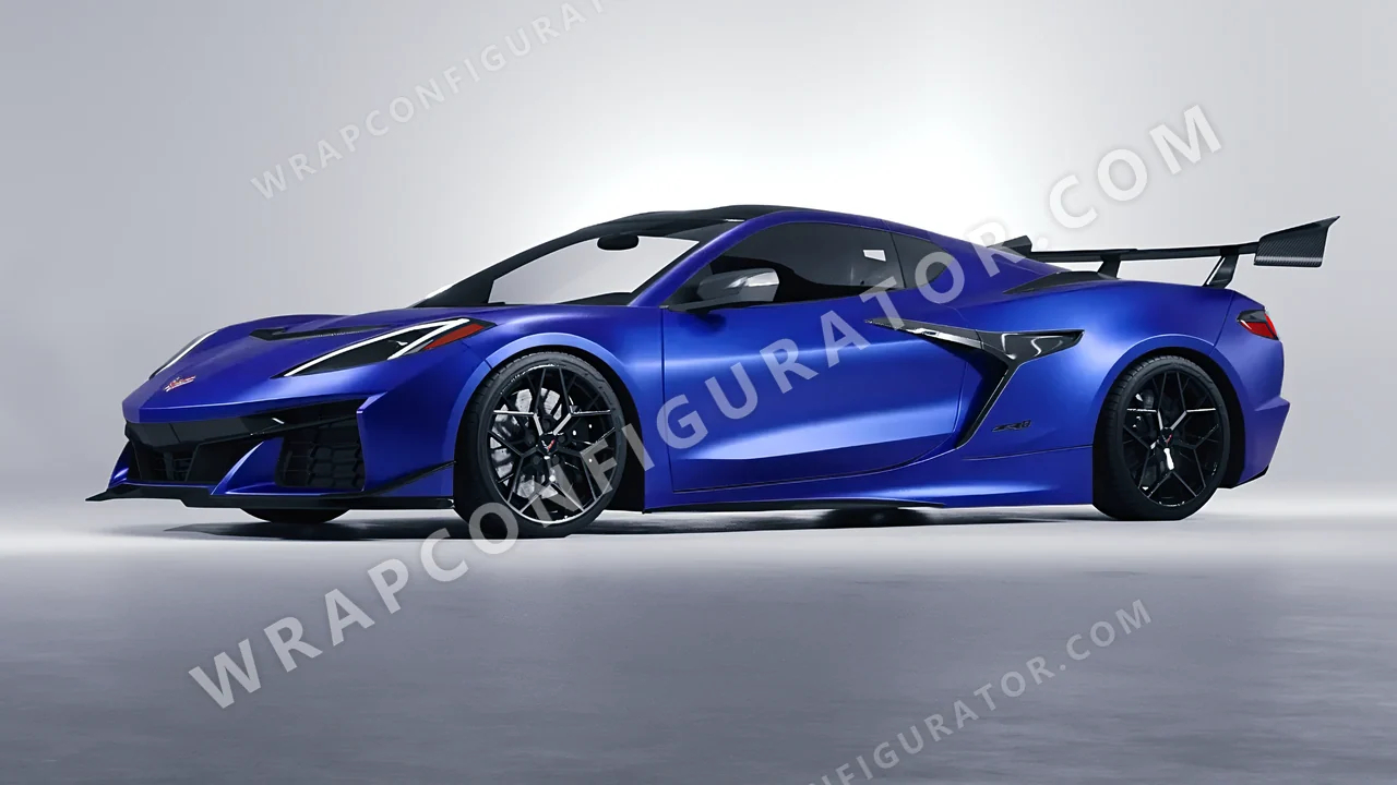 Blue Chevrolet Corvette ZR1 2025 wrapped in Avery Dennison Satin Wave Blue SW900-629-S
