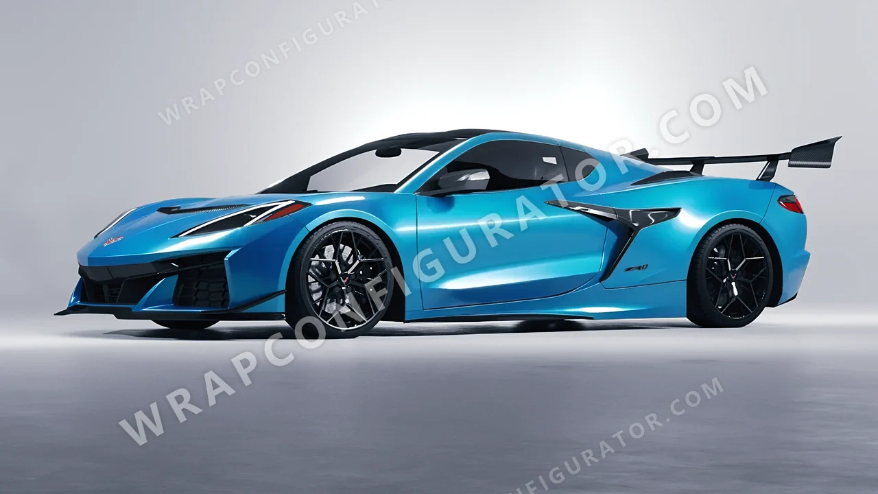 Blue Chevrolet Corvette ZR1 2025 wrapped in Avery Dennison Turquoise Ocean SW900-6329-O