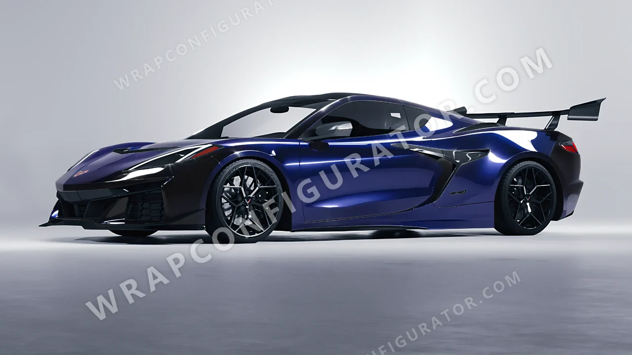 Blue Chevrolet Corvette ZR1 2025 wrapped in Inozetek Dynamic PPF Black Blue DPPF925