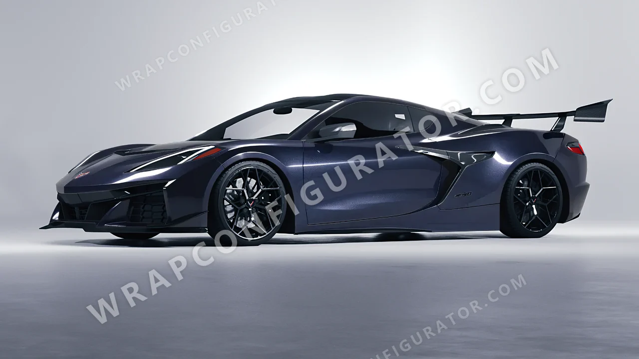 Blue Chevrolet Corvette ZR1 2025 wrapped in Inozetek Dynamic PPF Graphite Blue DPPF922