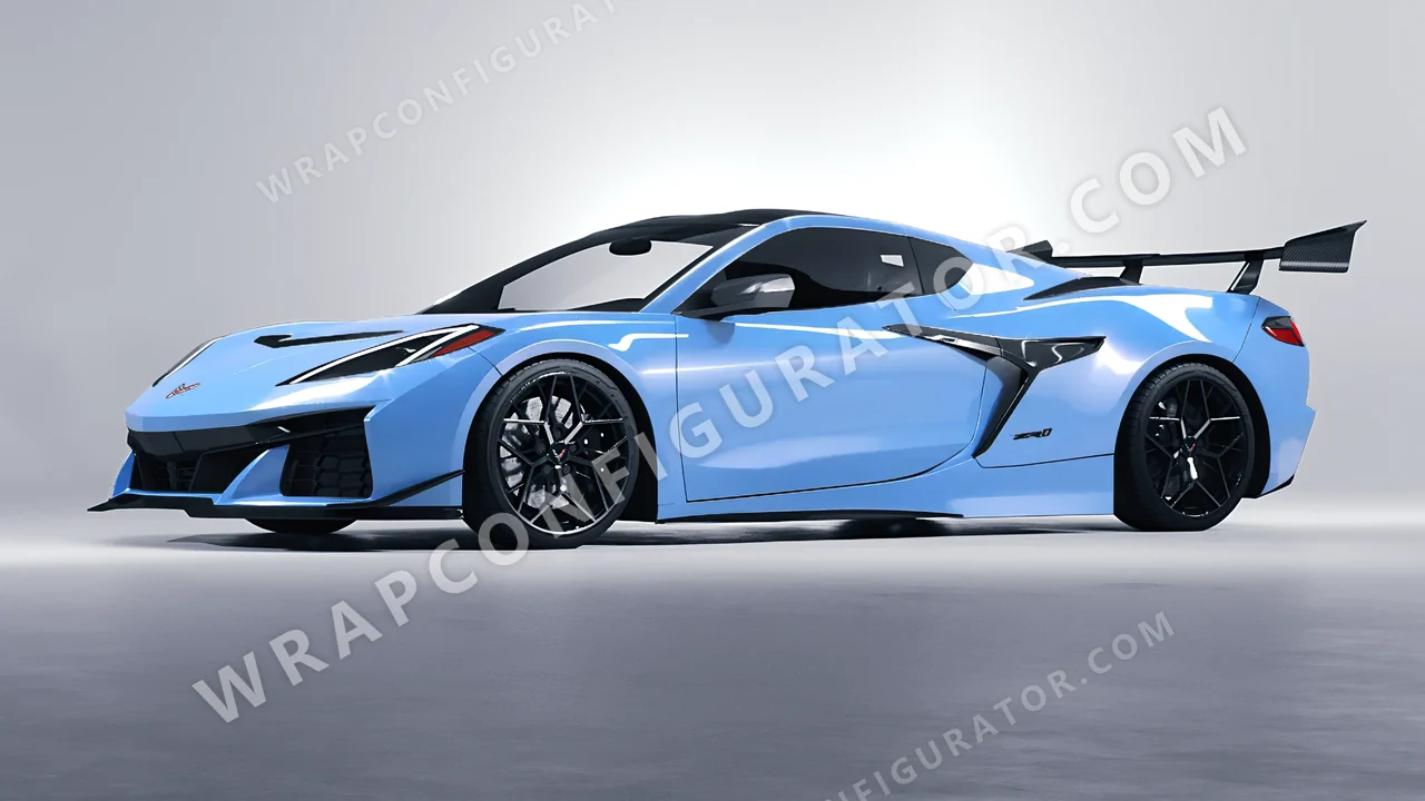 Blue Chevrolet Corvette ZR1 2025 wrapped in Inozetek Dynamic PPF Pebble Blue DPPF923