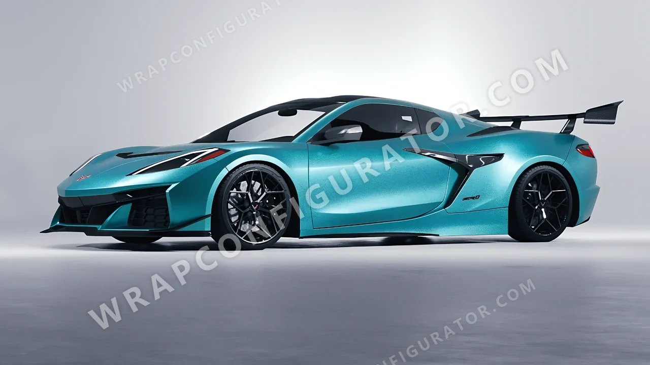 Blue Chevrolet Corvette ZR1 2025 wrapped in KPMF Matt Dynamic Turquoise K75511