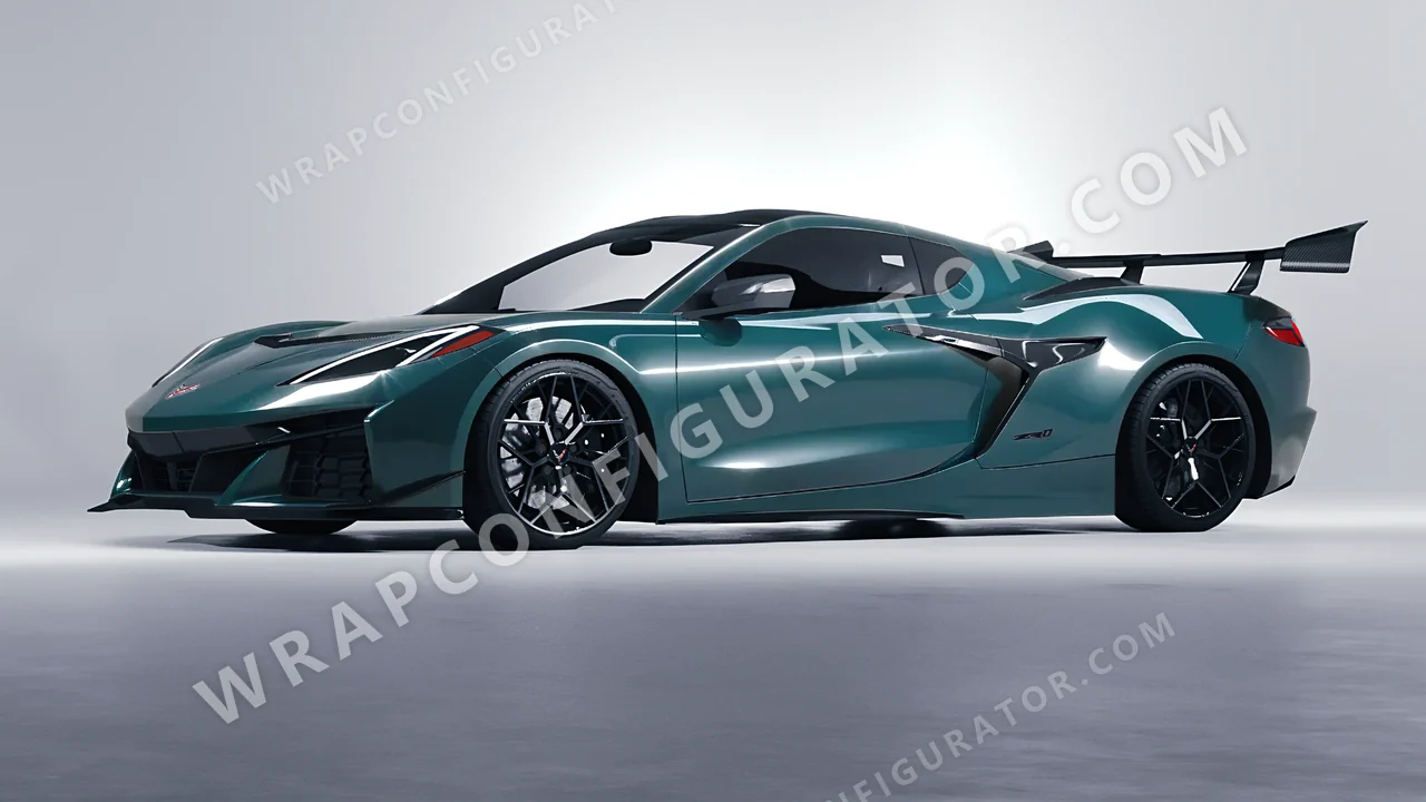 Blue Chevrolet Corvette ZR1 2025 wrapped in KPMF Tidal Teal K75413