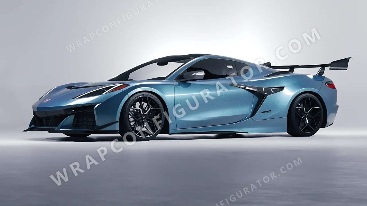 Blue Chevrolet Corvette ZR1 2025 wrapped in ORACAL Ballistic Blue 970RA-571G