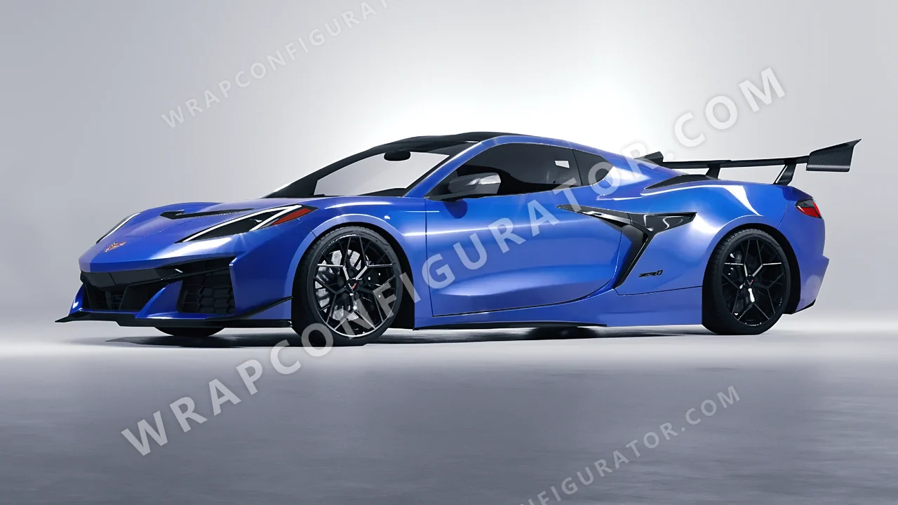 Blue Chevrolet Corvette ZR1 2025 wrapped in ORACAL Glacier Blue 970RA-555G