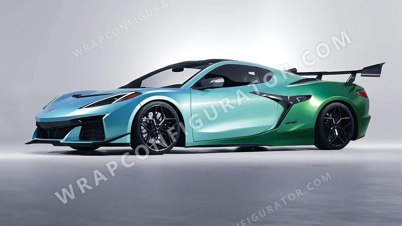 Blue Chevrolet Corvette ZR1 2025 wrapped in ORACAL Gloss Aquamarine 970RA-318G