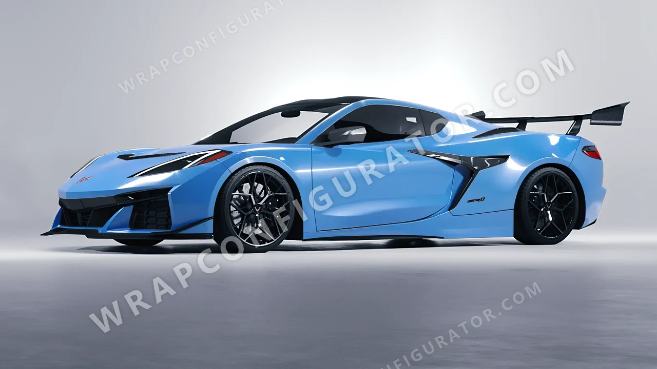 Blue Chevrolet Corvette ZR1 2025 wrapped in ORACAL Ice Blue 970RA-056G