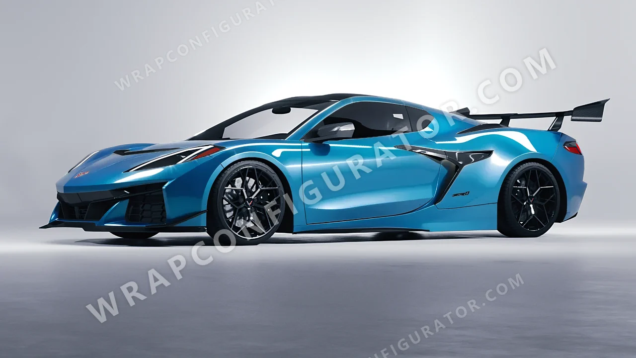 Blue Chevrolet Corvette ZR1 2025 wrapped in ORACAL Lagoon 970RA-553G