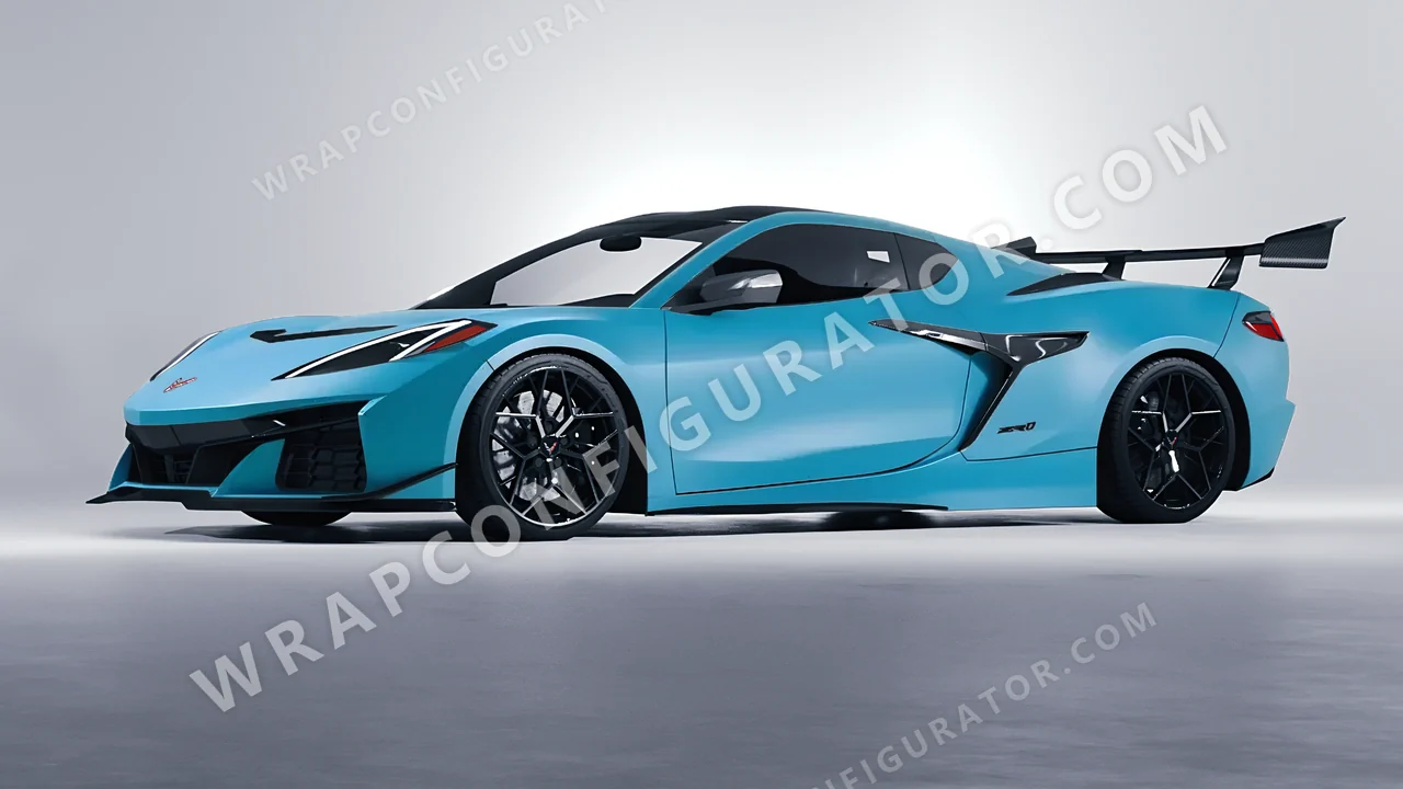Blue Chevrolet Corvette ZR1 2025 wrapped in ORACAL Lagoon 970RA-553M