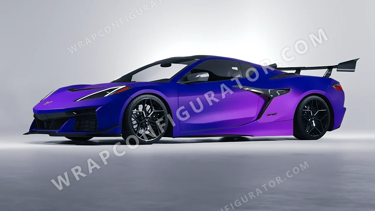 Blue Chevrolet Corvette ZR1 2025 wrapped in ORACAL Matt Ultramarine Violet 970RA-319M