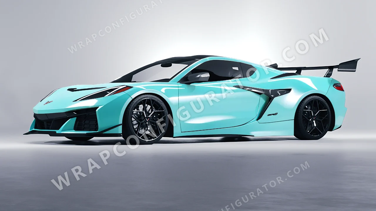 Blue Chevrolet Corvette ZR1 2025 wrapped in ORACAL Mint 970RA-055G