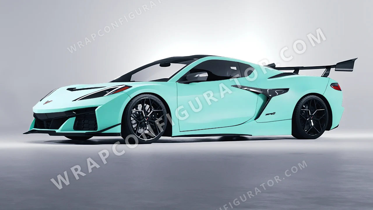 Blue Chevrolet Corvette ZR1 2025 wrapped in ORACAL Mint 970RA-055M
