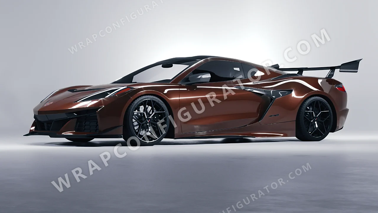 Brown Chevrolet Corvette ZR1 2025 wrapped in Inozetek Dynamic PPF DDE Chocolate DDE103