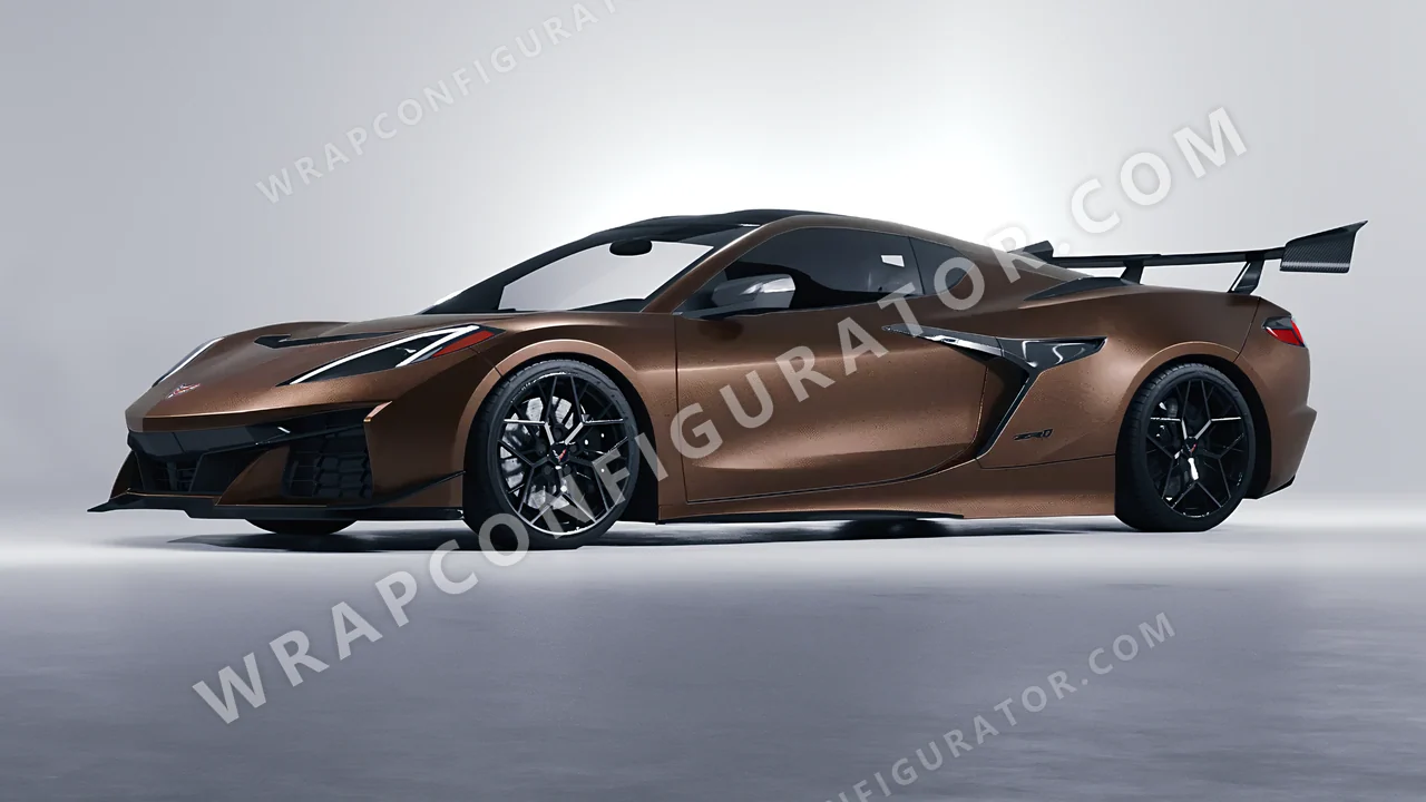 Brown Chevrolet Corvette ZR1 2025 wrapped in KPMF Matt Java Brown K75543