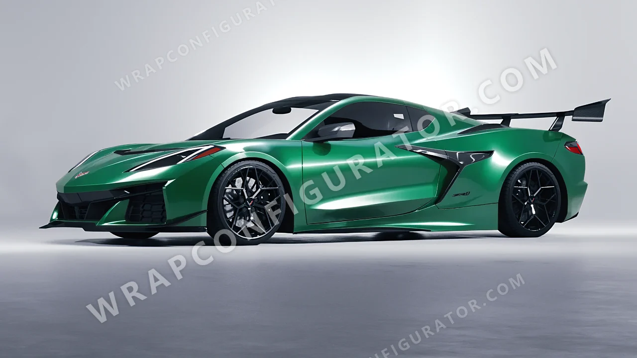 Green Chevrolet Corvette ZR1 2025 wrapped in 3M Gloss Kelly Green G46