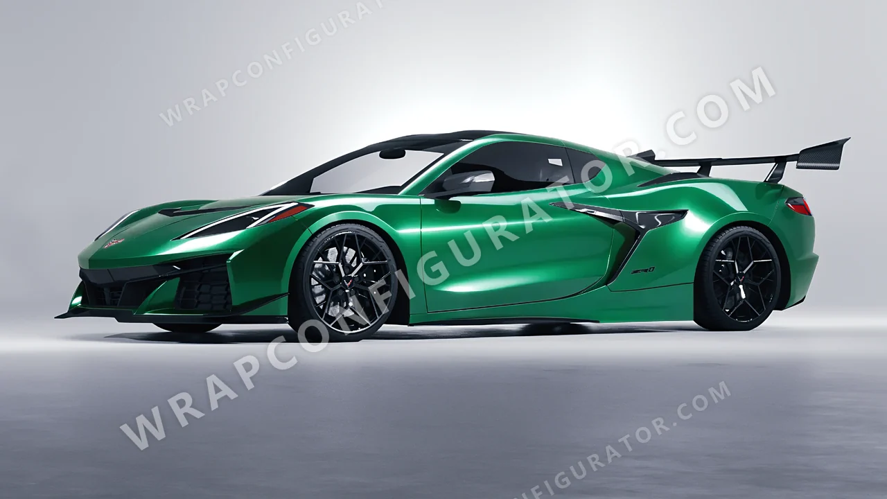 Green Chevrolet Corvette ZR1 2025 wrapped in 3M Green Envy HG336