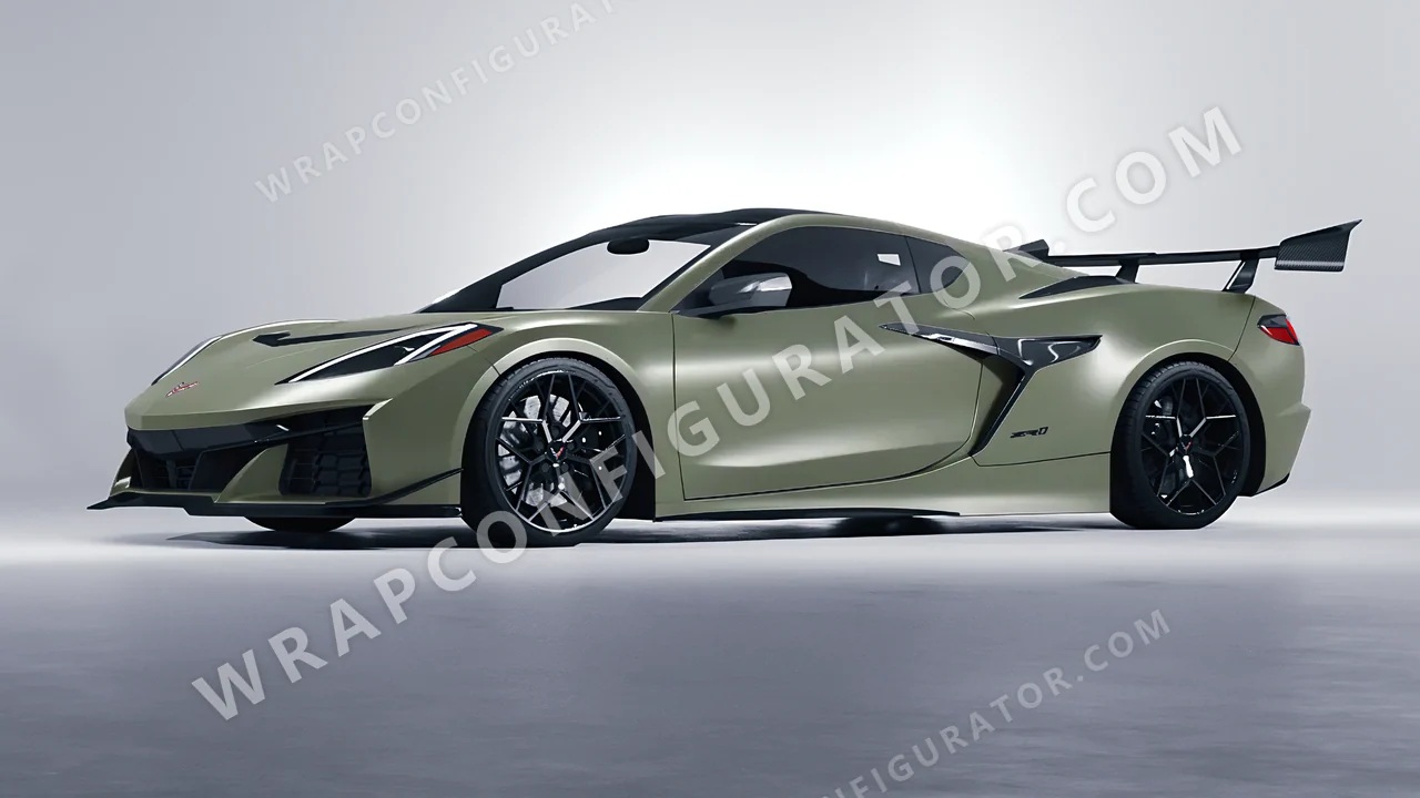 Green Chevrolet Corvette ZR1 2025 wrapped in 3M Komodo Green S56