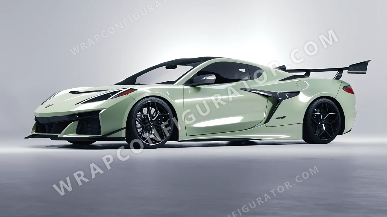 Green Chevrolet Corvette ZR1 2025 wrapped in Avery Dennison Light Pistachio SW900-728-O