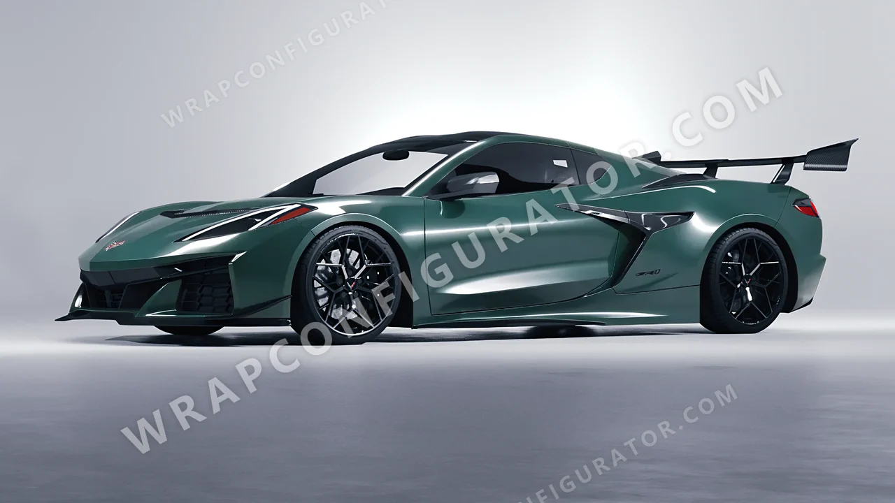 Green Chevrolet Corvette ZR1 2025 wrapped in Avery Dennison Smooth Sage SW900-729-O