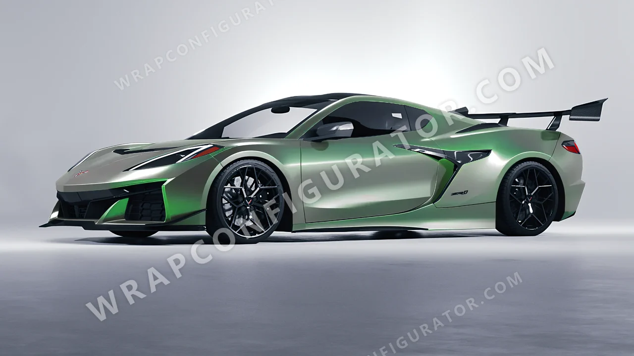Green Chevrolet Corvette ZR1 2025 wrapped in Colourshield PPF by HyperPro Gray Green CGM10-P