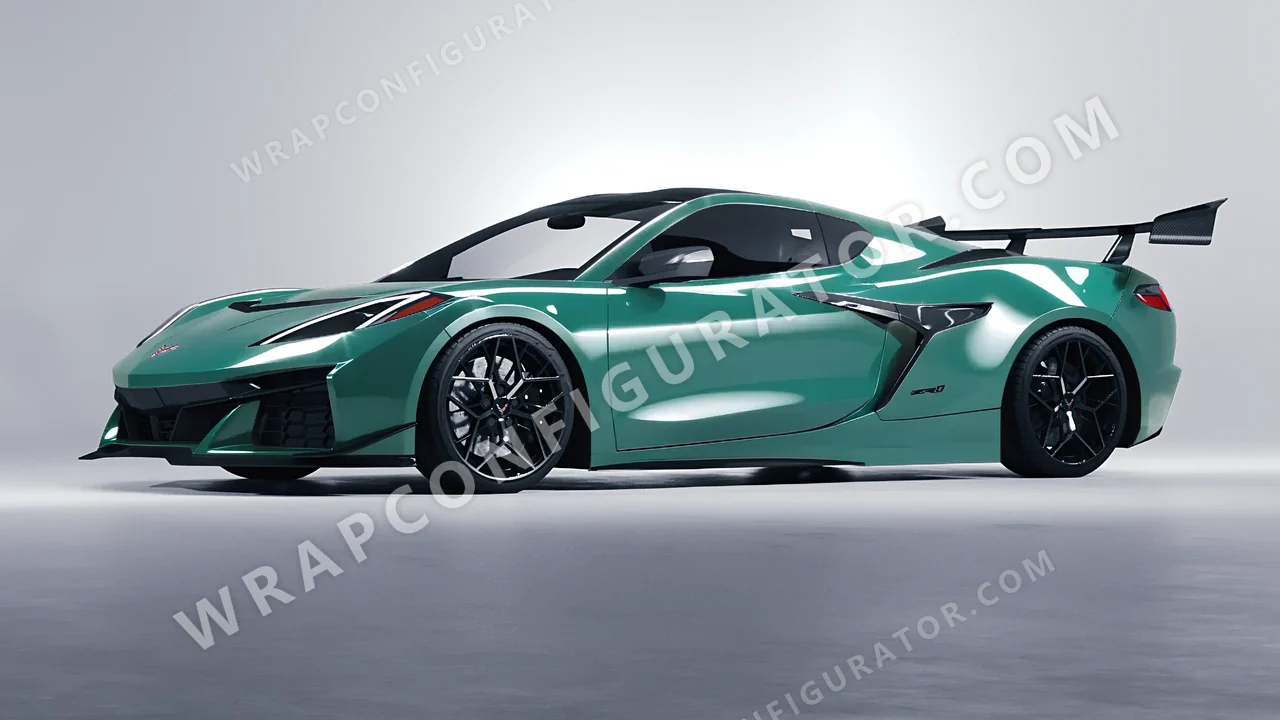 Green Chevrolet Corvette ZR1 2025 wrapped in Colourshield PPF by HyperPro Jade Green HGF93-P