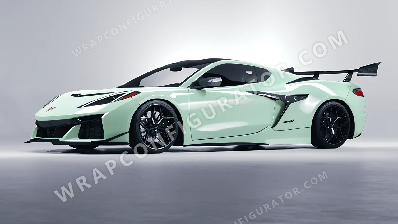 Green Chevrolet Corvette ZR1 2025 wrapped in Colourshield PPF by HyperPro Light Mint Green HGF41-P