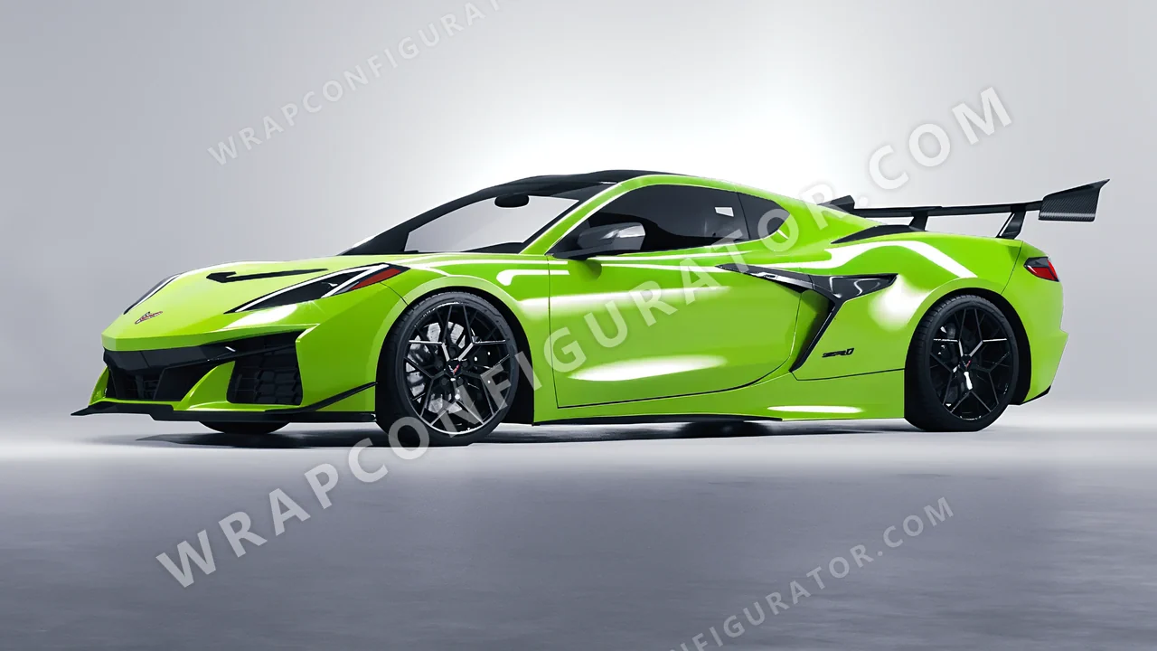 Green Chevrolet Corvette ZR1 2025 wrapped in Colourshield PPF by HyperPro Neon Green HGF76-P