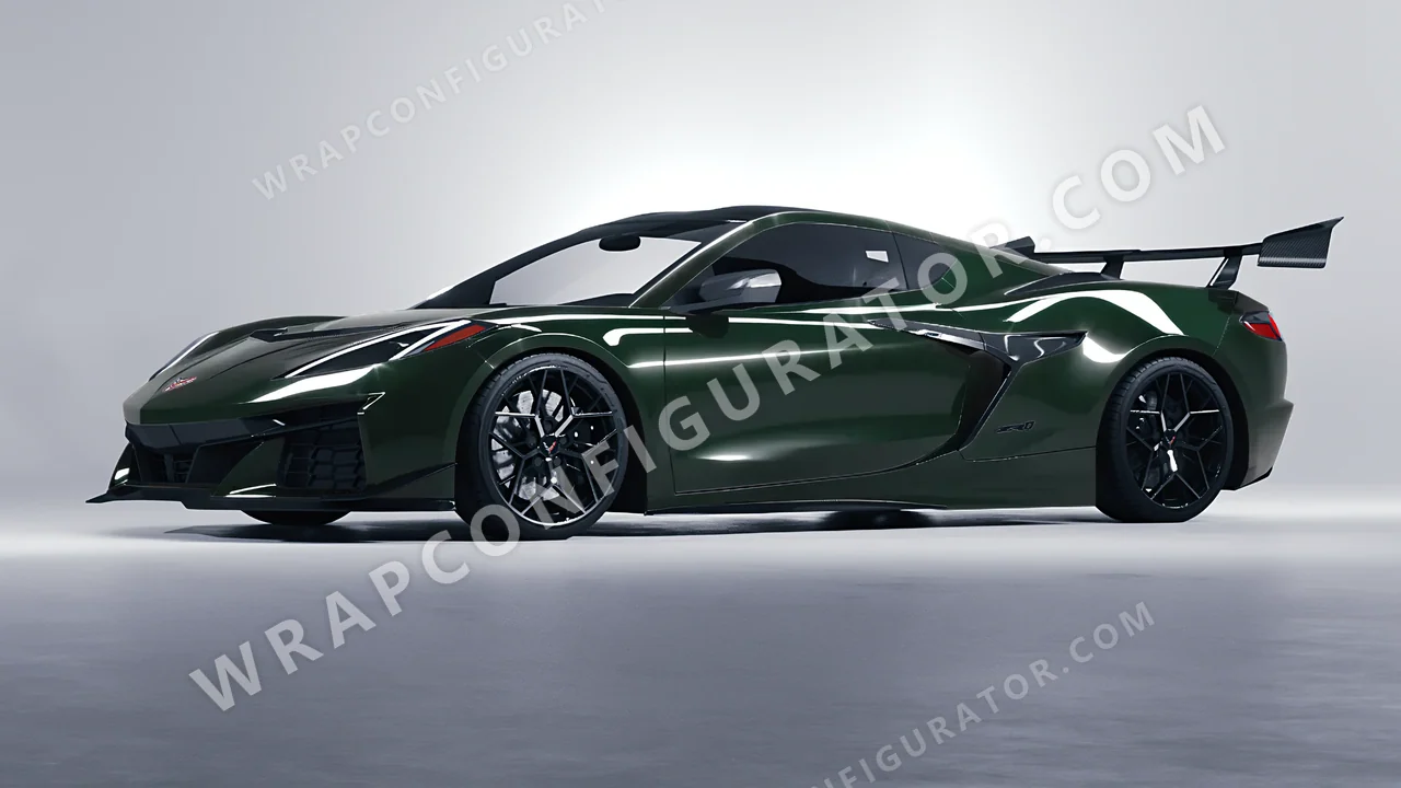 Green Chevrolet Corvette ZR1 2025 wrapped in Colourshield PPF by HyperPro Racing Green HGF84-P