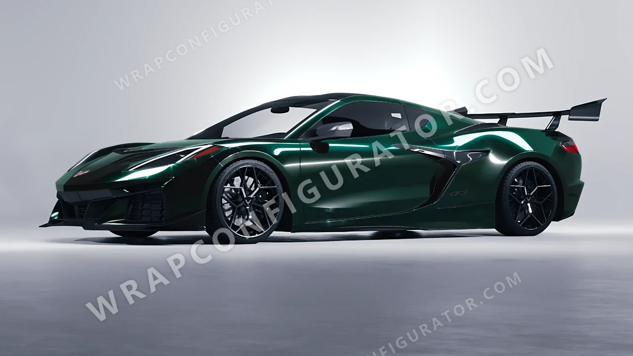 Green Chevrolet Corvette ZR1 2025 wrapped in Colourshield PPF by HyperPro Retro Deep Green HGF31-P