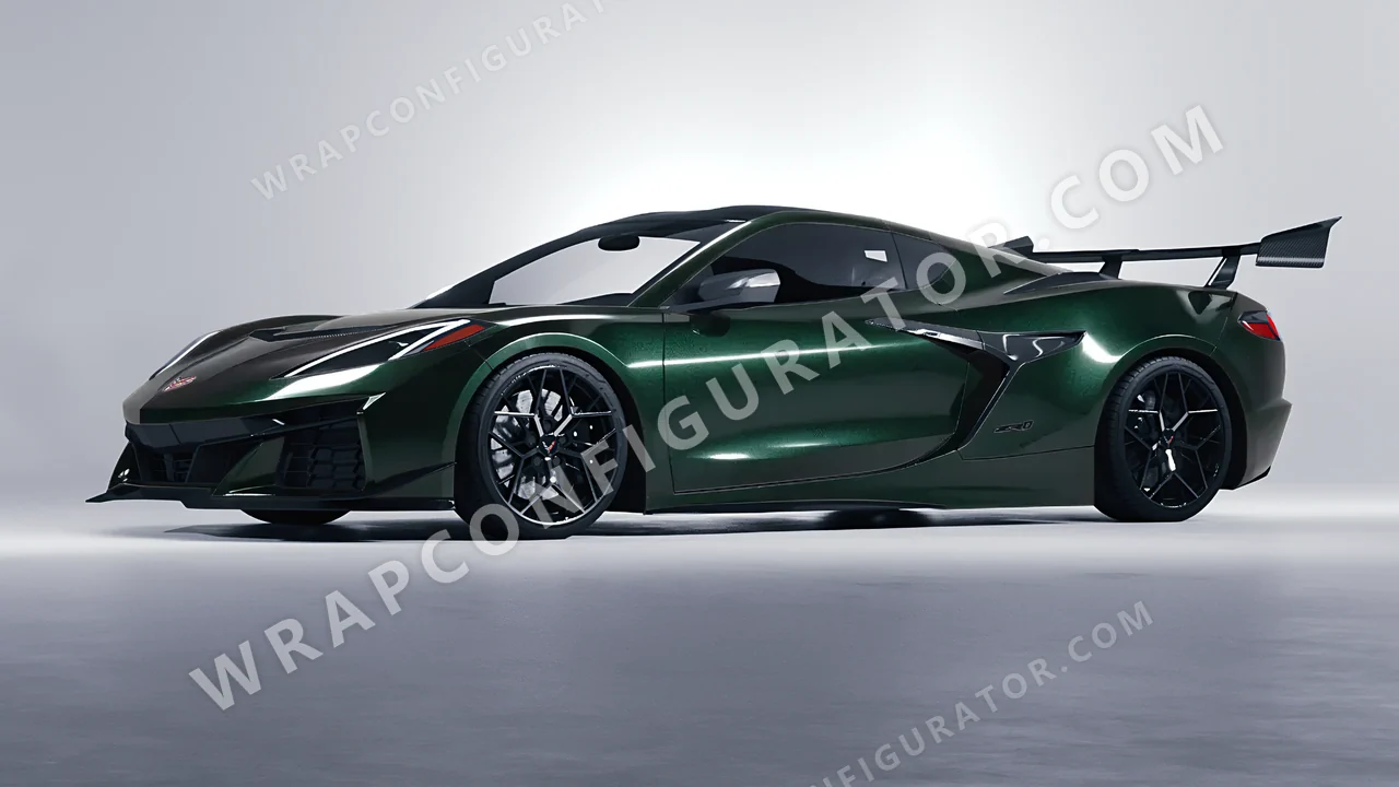 Green Chevrolet Corvette ZR1 2025 wrapped in Inozetek Dynamic PPF Dark Emerald DPPF930