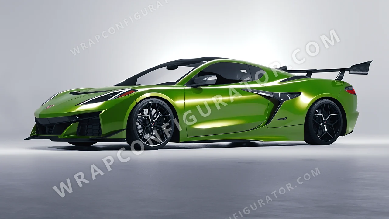 Green Chevrolet Corvette ZR1 2025 wrapped in Inozetek Dynamic PPF Drift HQ Java Green DHQ999