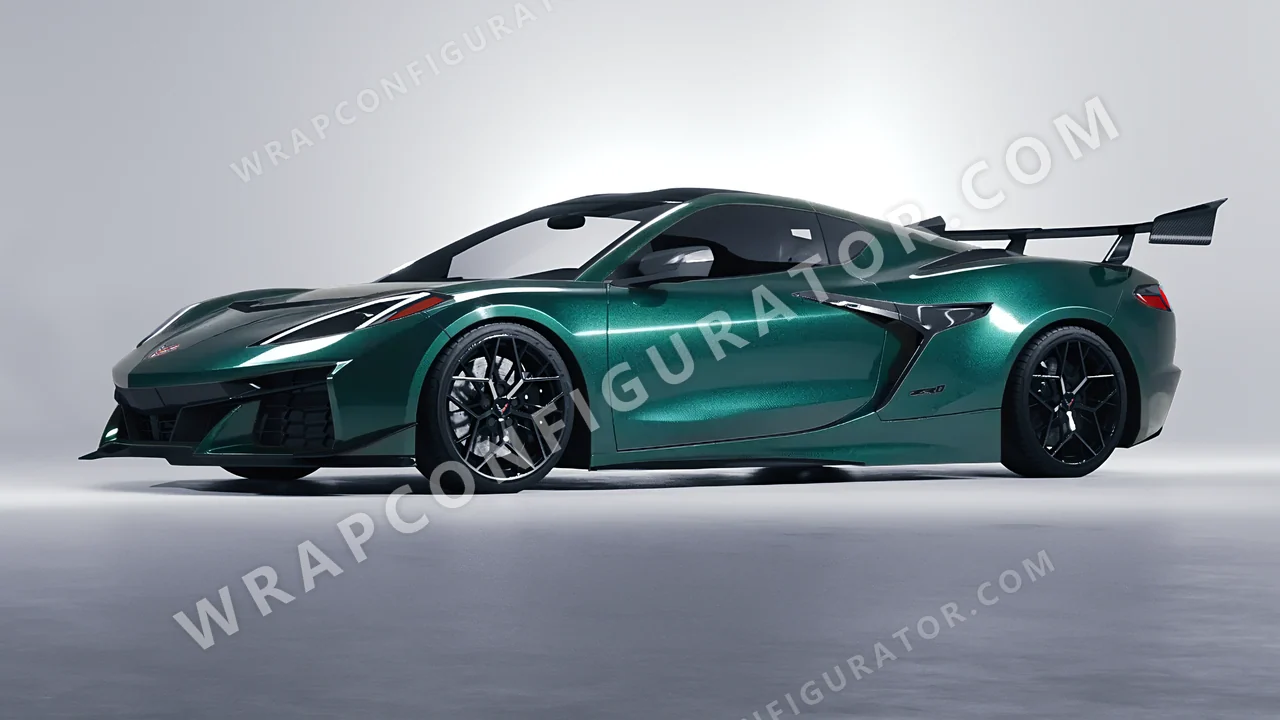 Green Chevrolet Corvette ZR1 2025 wrapped in Inozetek Dynamic PPF Emerald Green DPPF902