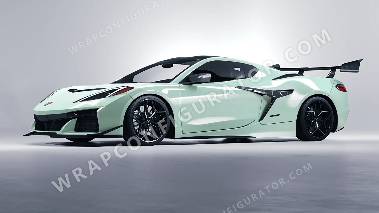 Green Chevrolet Corvette ZR1 2025 wrapped in Inozetek Dynamic PPF Light Mint DPPF934