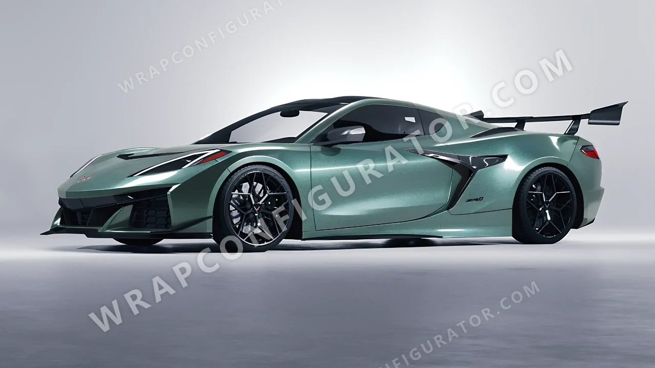 Green Chevrolet Corvette ZR1 2025 wrapped in Inozetek Dynamic PPF Sage Green DPPF710