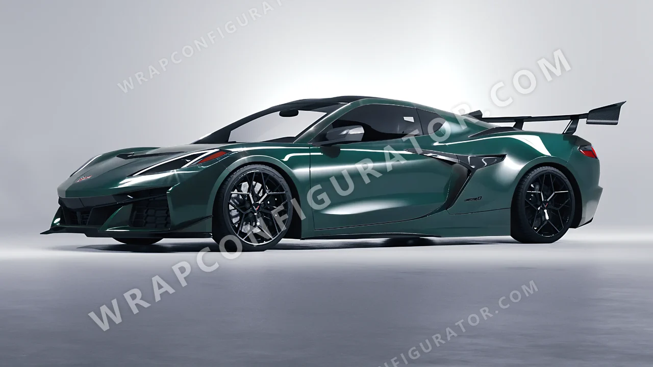 Green Chevrolet Corvette ZR1 2025 wrapped in Inozetek Dynamic PPF Shadow Green DPPF911